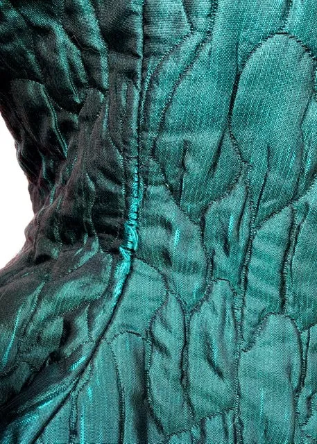 1990s Turquoise Quilted Skirt Suit by Hardie Amies