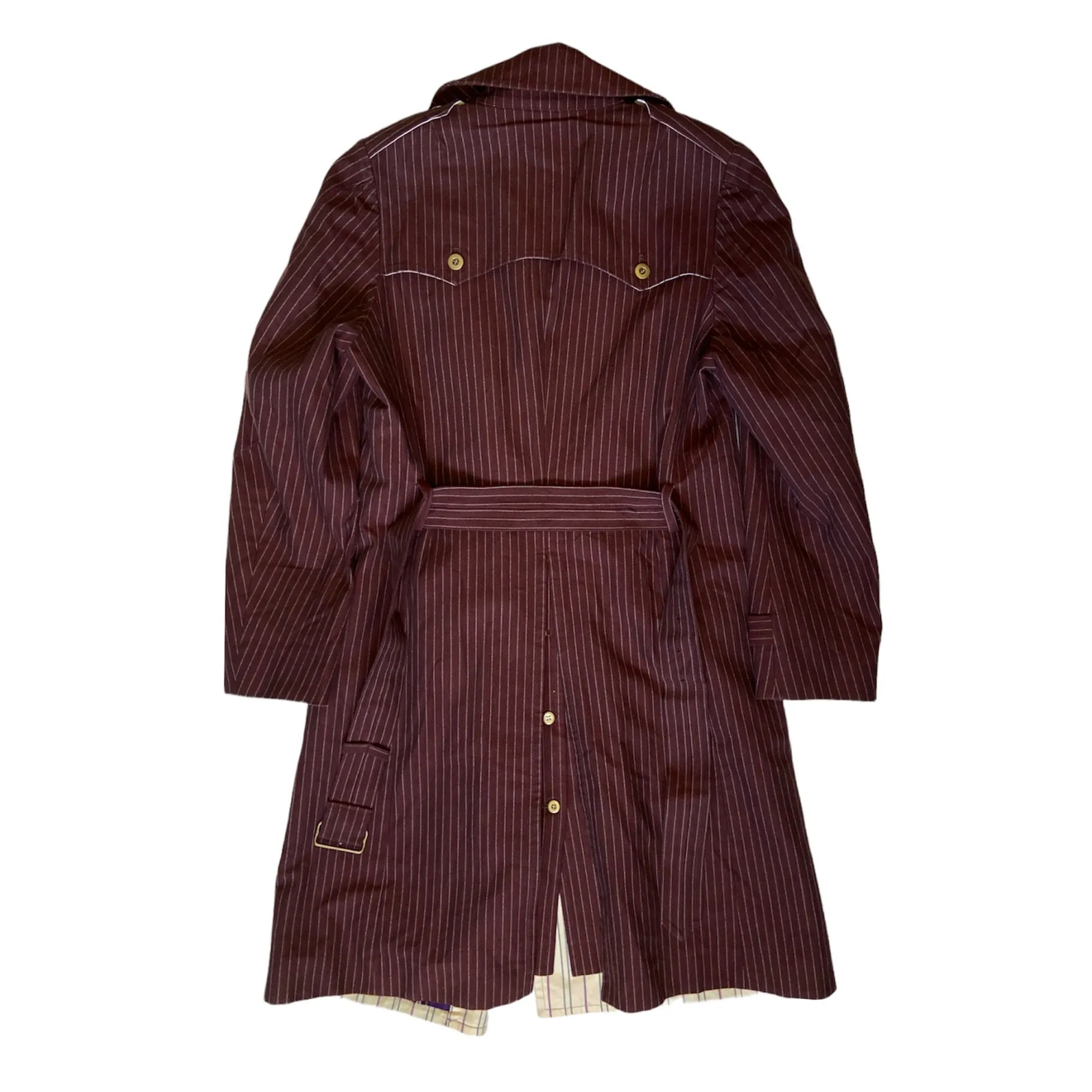 20471120 red striped double breasted trench coat