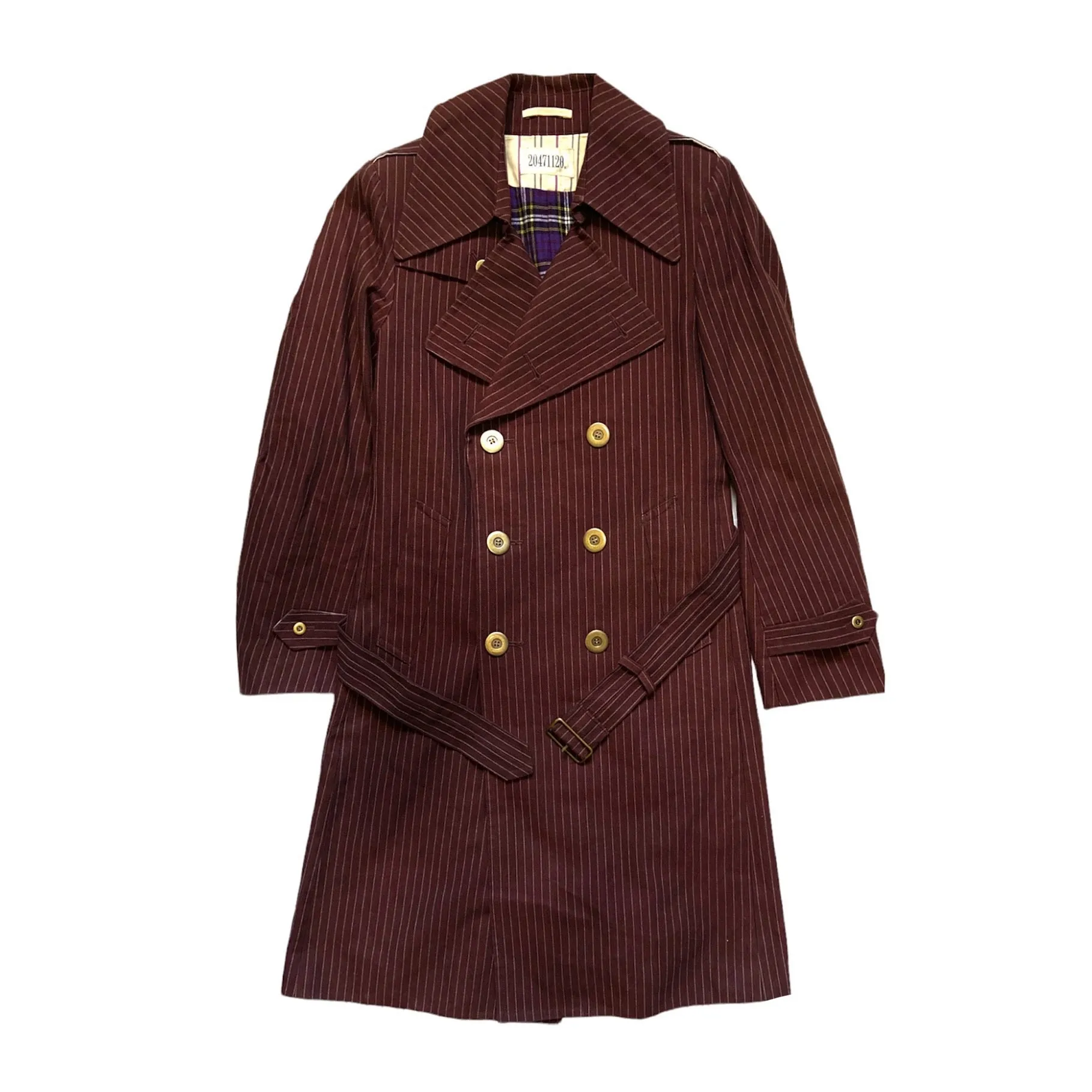 20471120 red striped double breasted trench coat