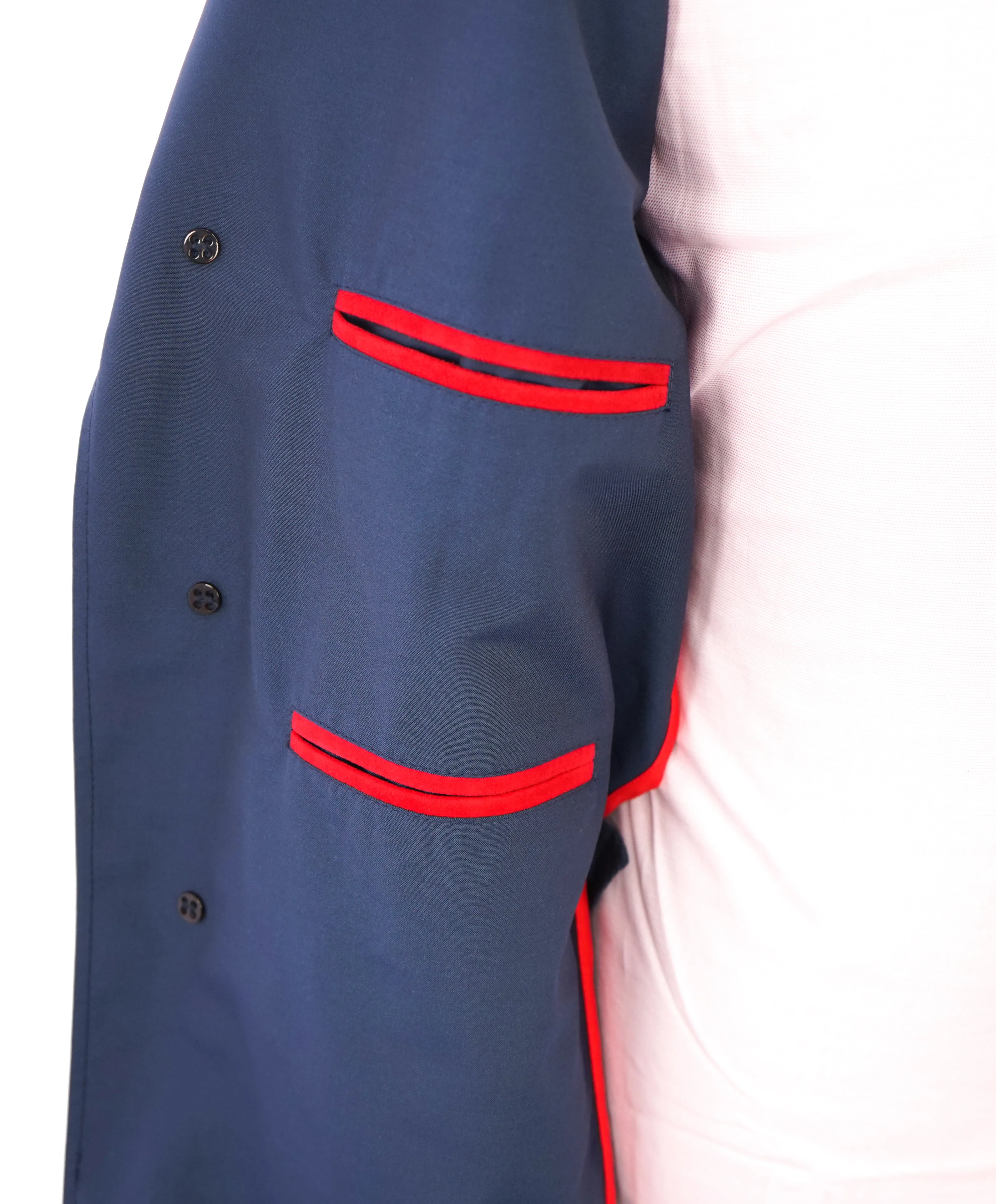 $2,595 ISAIA - Car Coat Trench coat Coablt Blue Logo Detailing - 46R US