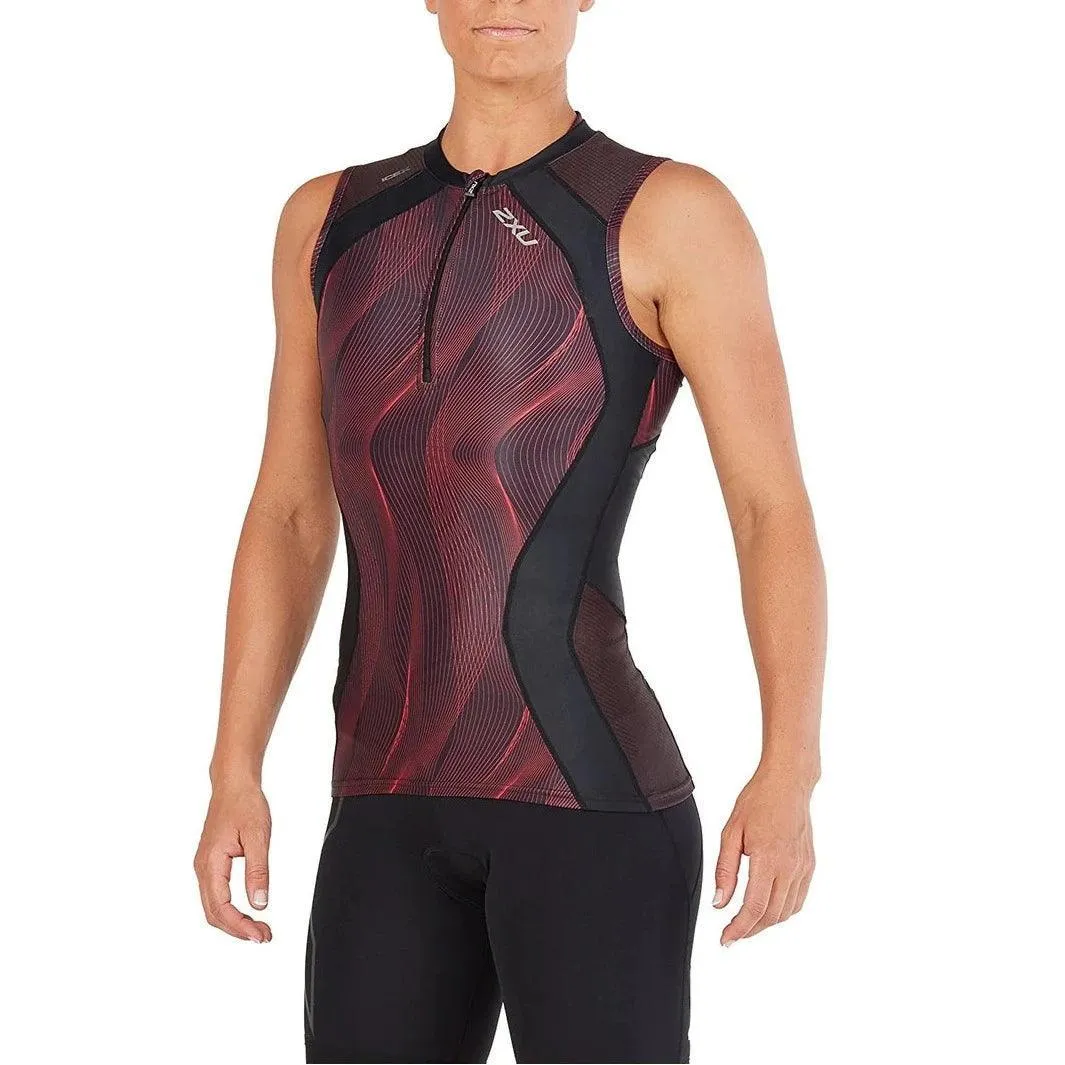 2XU Women's Compression Tri Singlet - Black/Red