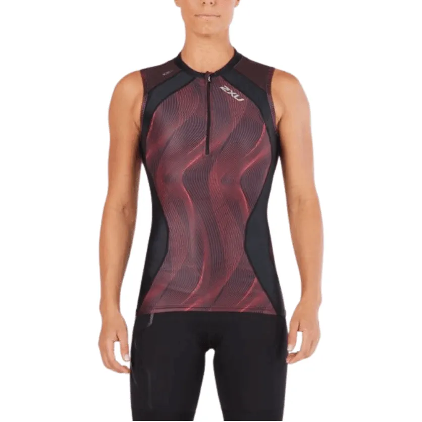 2XU Women's Compression Tri Singlet - Black/Red