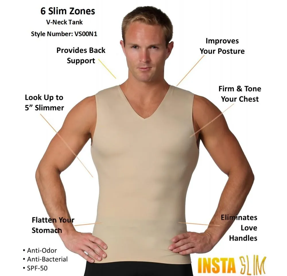 3 Pack Insta Slim Compression Sleeveless V-Neck Tank VS00N3