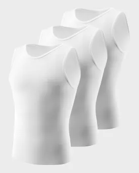 3-Pack Stretch Cotton Moderate Compression Shaper Tank with Mesh Cutouts