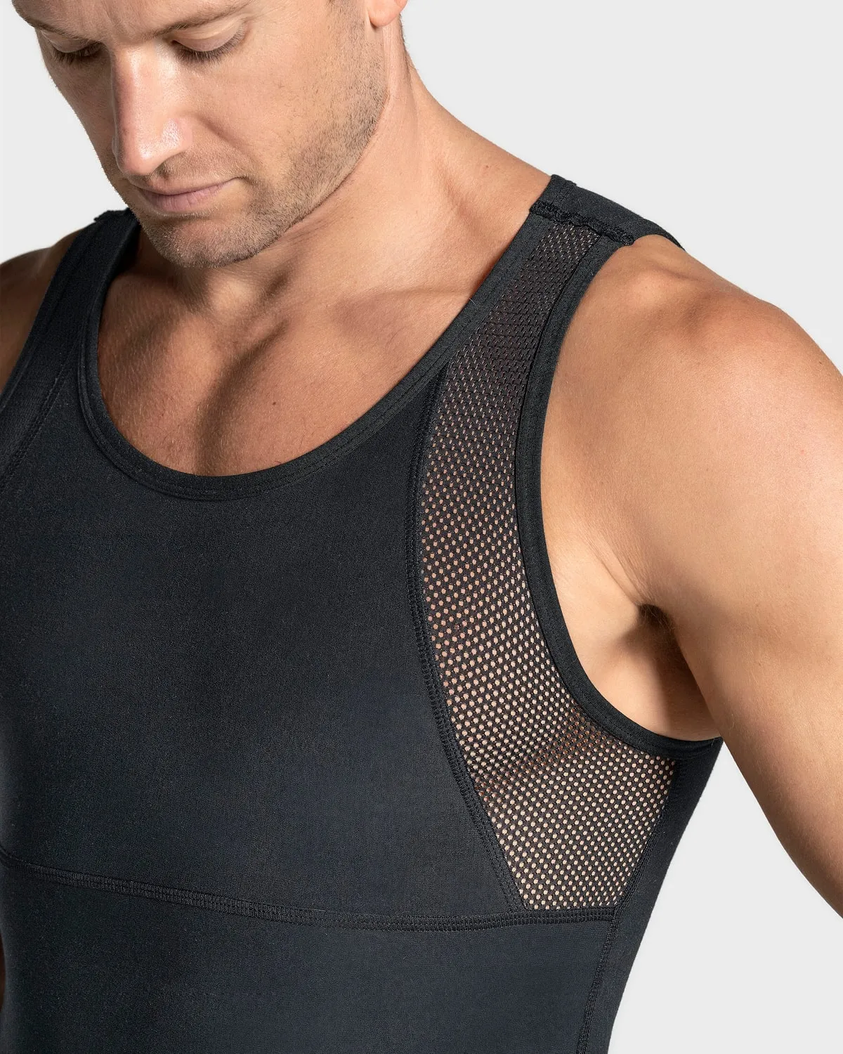 3-Pack Stretch Cotton Moderate Compression Shaper Tank with Mesh Cutouts