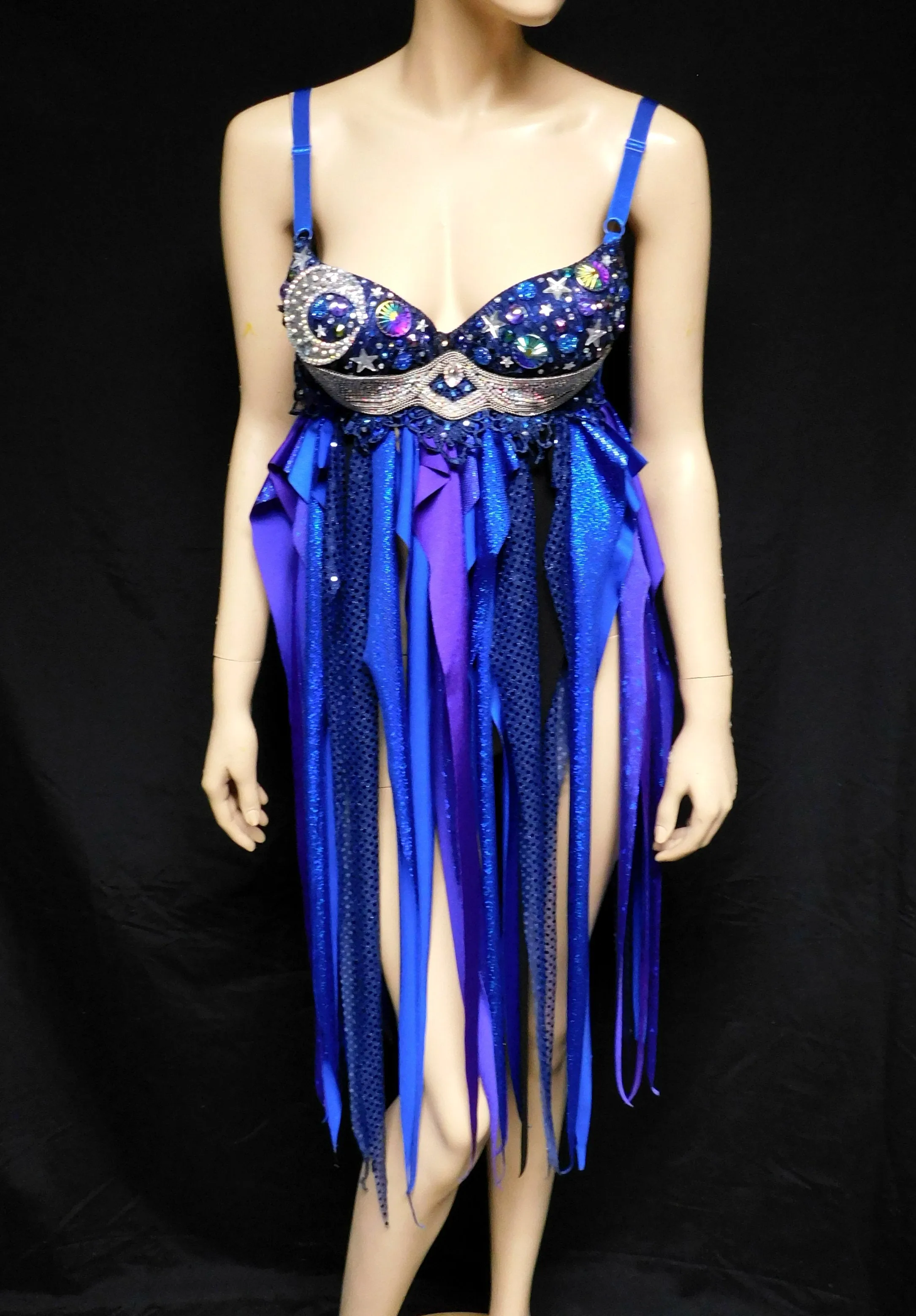 32B Ready to Ship Knee Length Galaxy Moon Baby Doll Dress