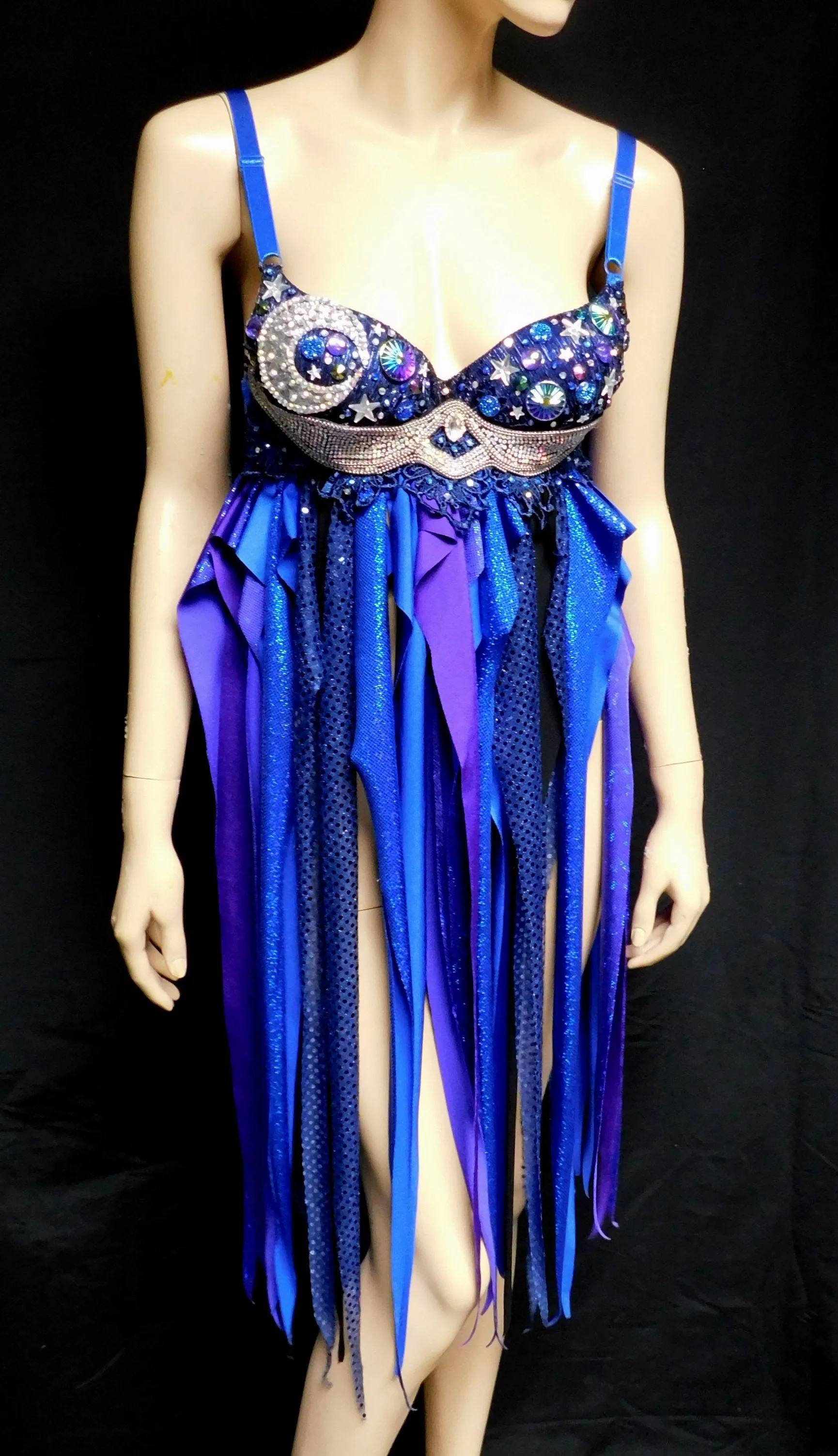 32B Ready to Ship Knee Length Galaxy Moon Baby Doll Dress