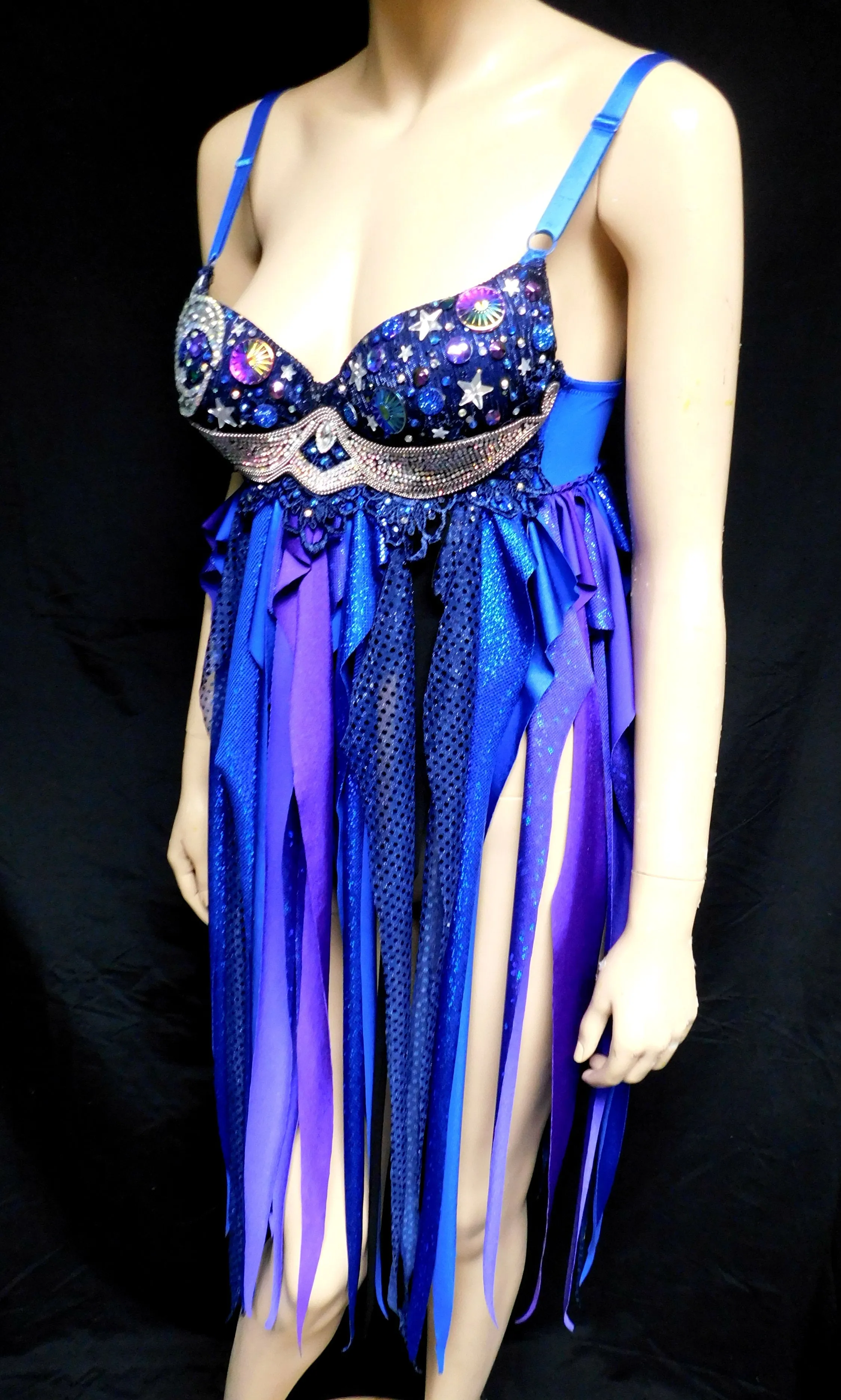 32B Ready to Ship Knee Length Galaxy Moon Baby Doll Dress