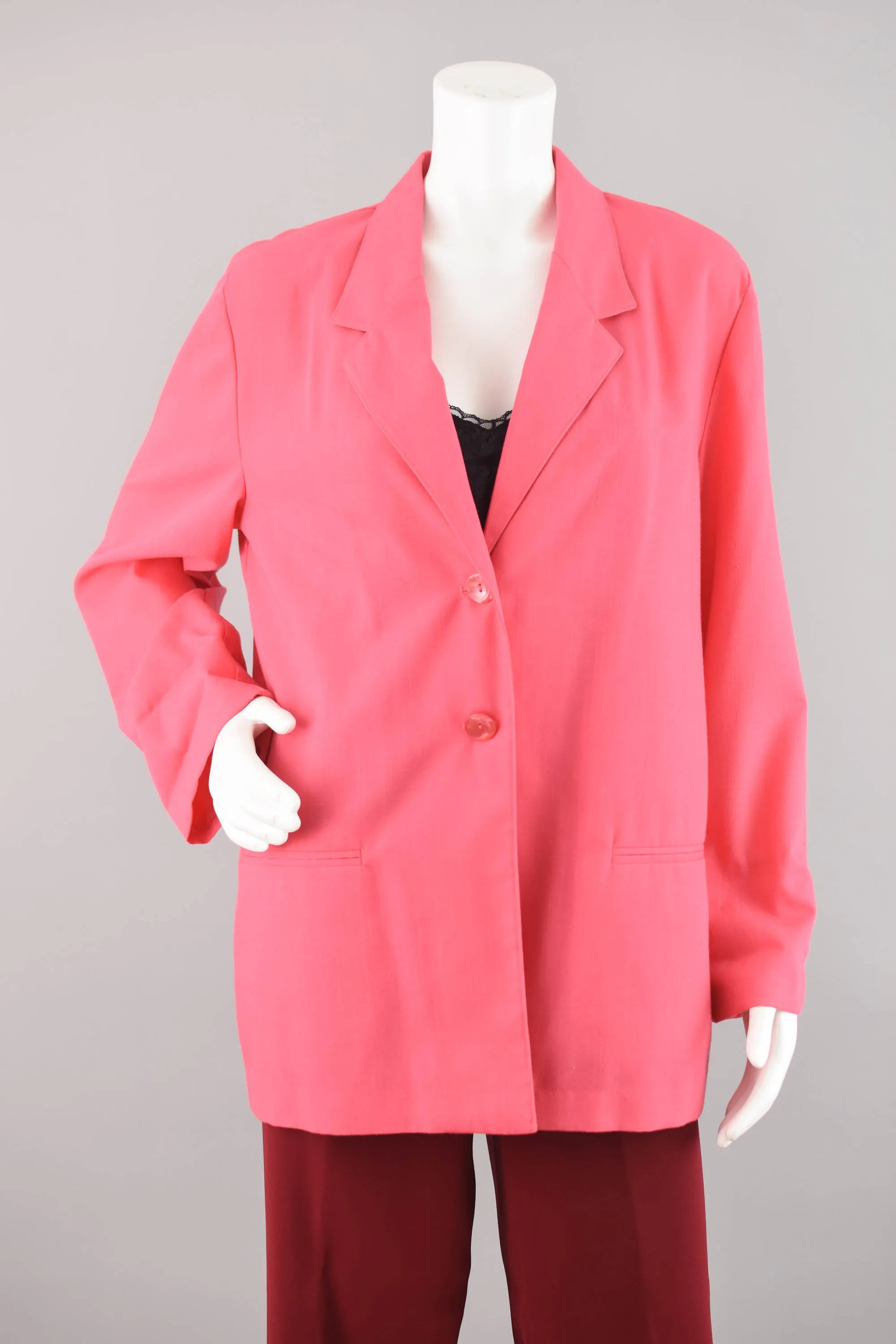 80s Pink Barbiecore Boyfriend Blazer, Women's Size 14