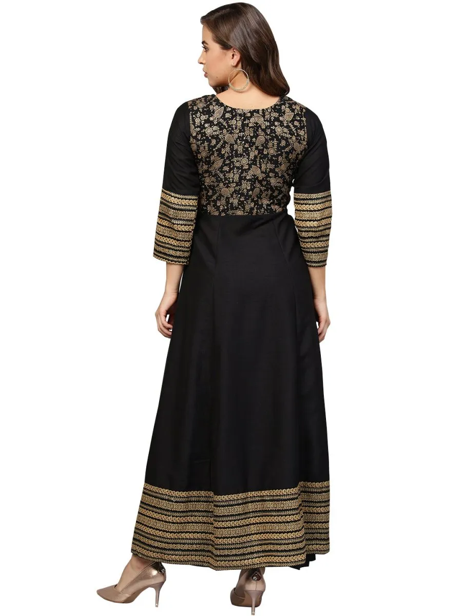 Ahalyaa Black Printed Anarkali Beautiful Kurta