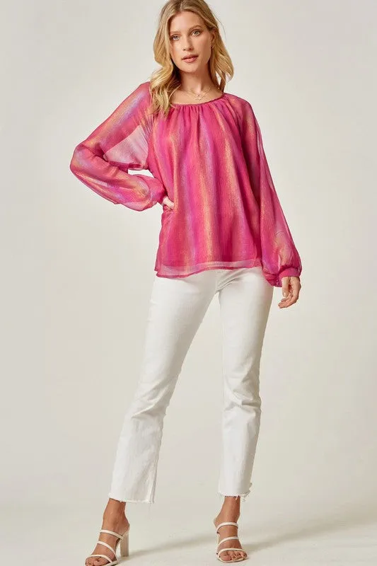 All the Colors Shimmery Pink Top - Andree by Unit