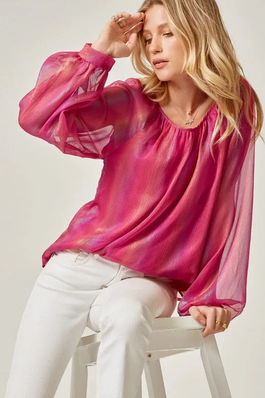 All the Colors Shimmery Pink Top - Andree by Unit