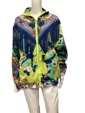 Anthropologie Farm Jacket Bright Multicolor Lined Windbreaker Fringe Size: XS