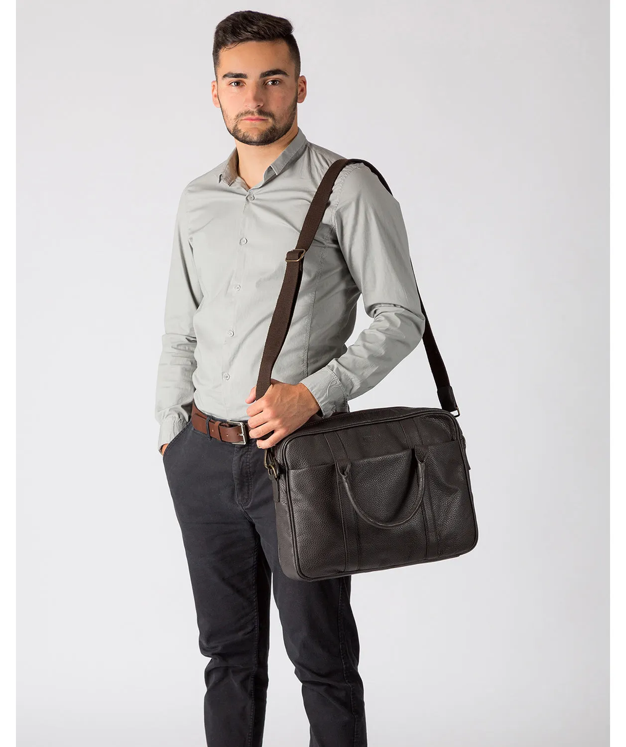 'Assignment' Dark Brown Leather Workbag