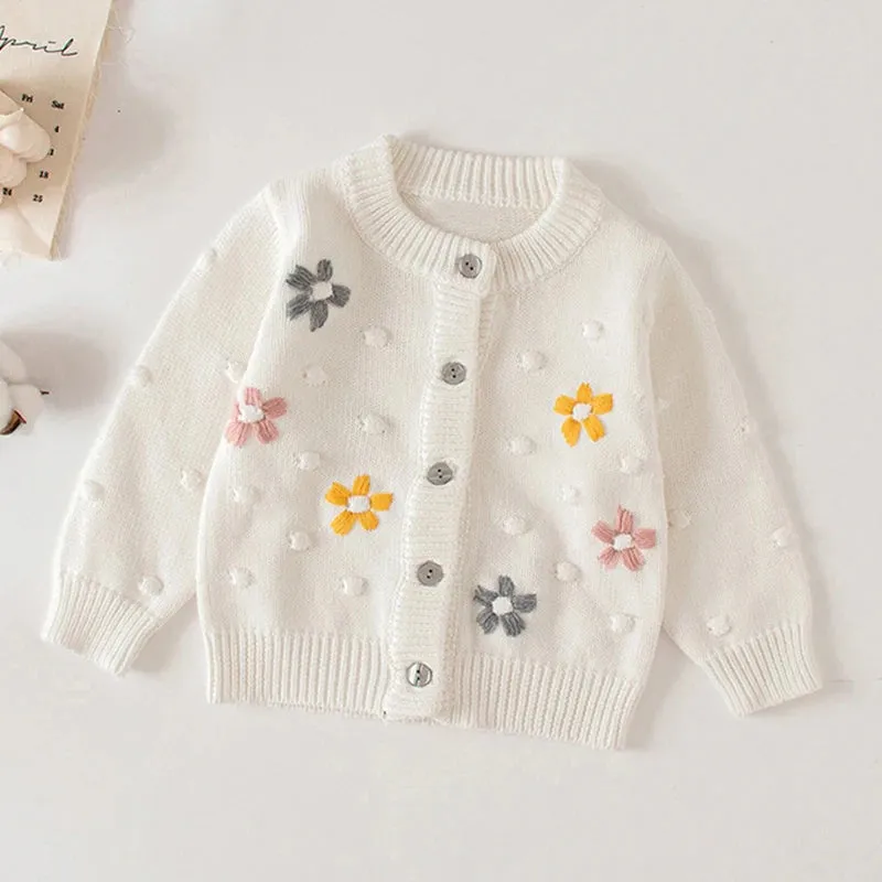 Baby Girls Handmade Floral Design Knitted Sweaters