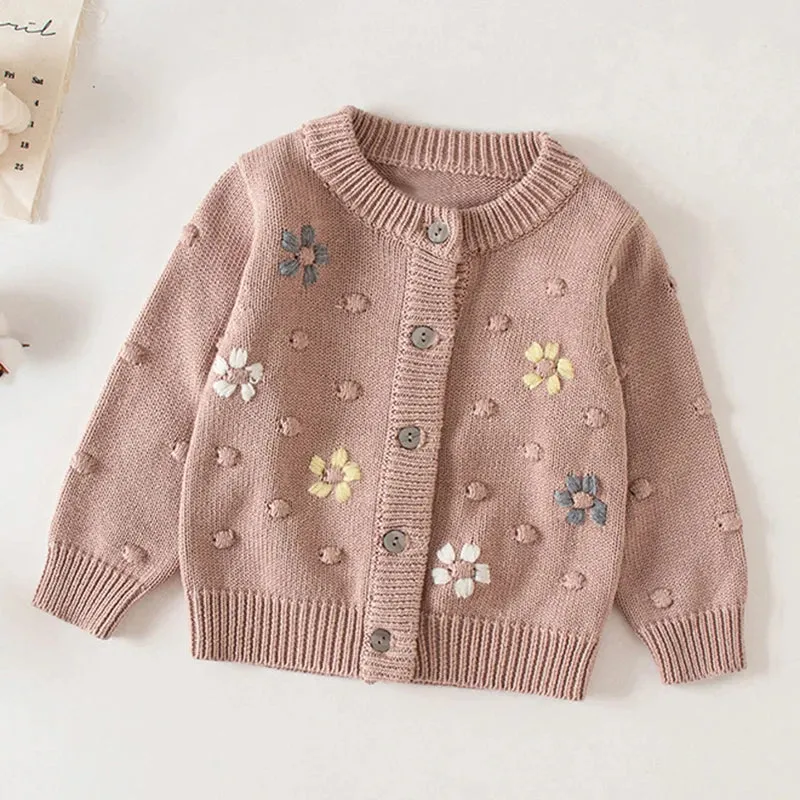 Baby Girls Handmade Floral Design Knitted Sweaters