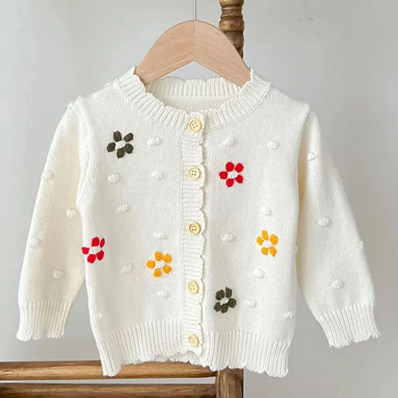 Baby Girls Handmade Floral Design Knitted Sweaters