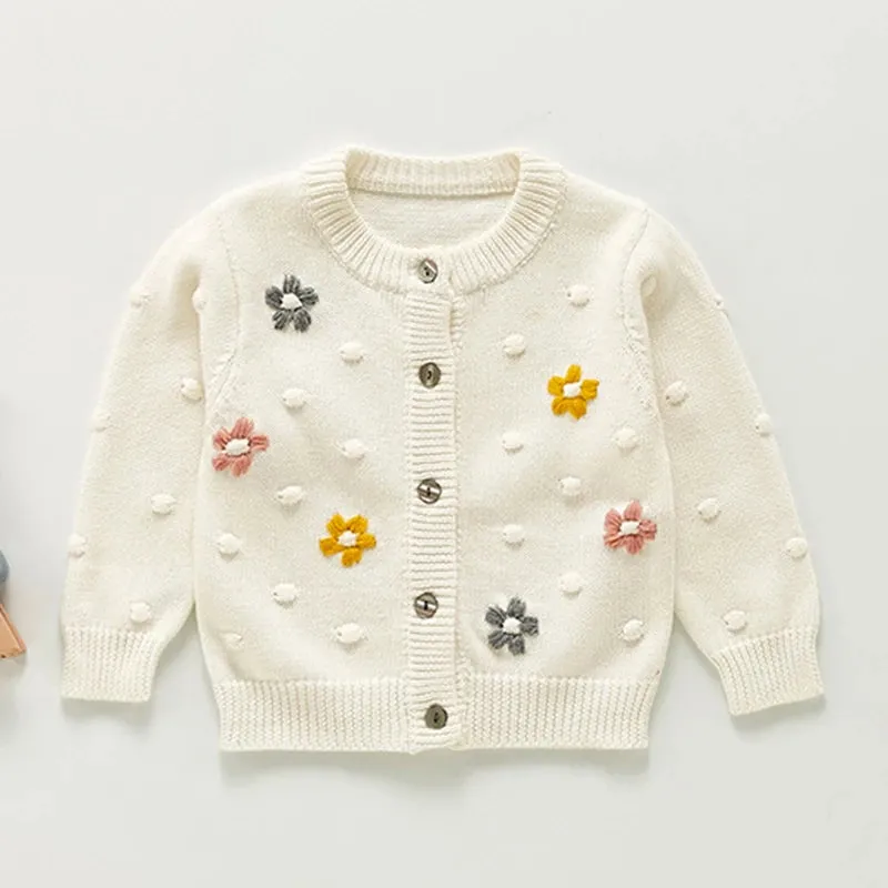 Baby Girls Handmade Floral Design Knitted Sweaters