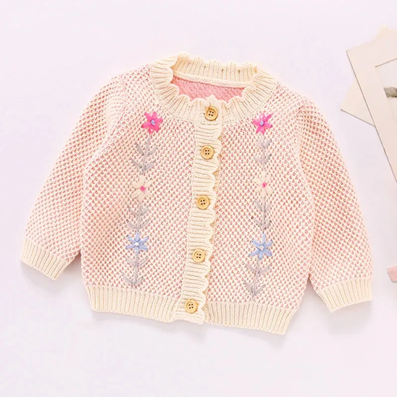 Baby Girls Handmade Floral Design Knitted Sweaters