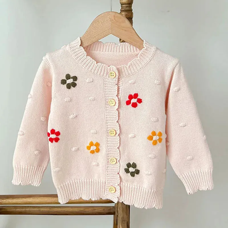 Baby Girls Handmade Floral Design Knitted Sweaters