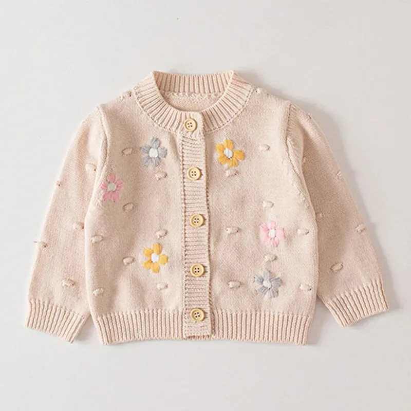 Baby Girls Handmade Floral Design Knitted Sweaters