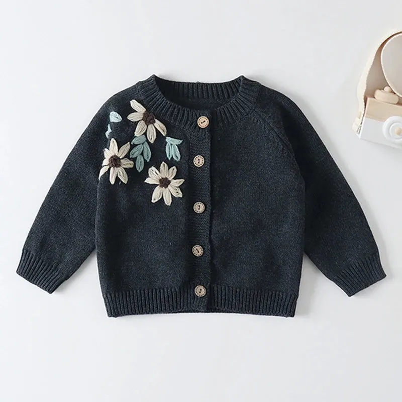 Baby Girls Handmade Floral Design Knitted Sweaters