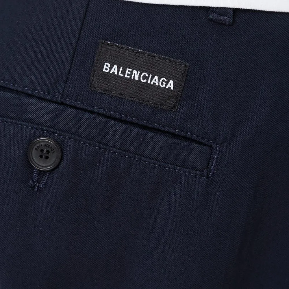 Balenciaga Men's Casual Chino Cotton Trousers Blue