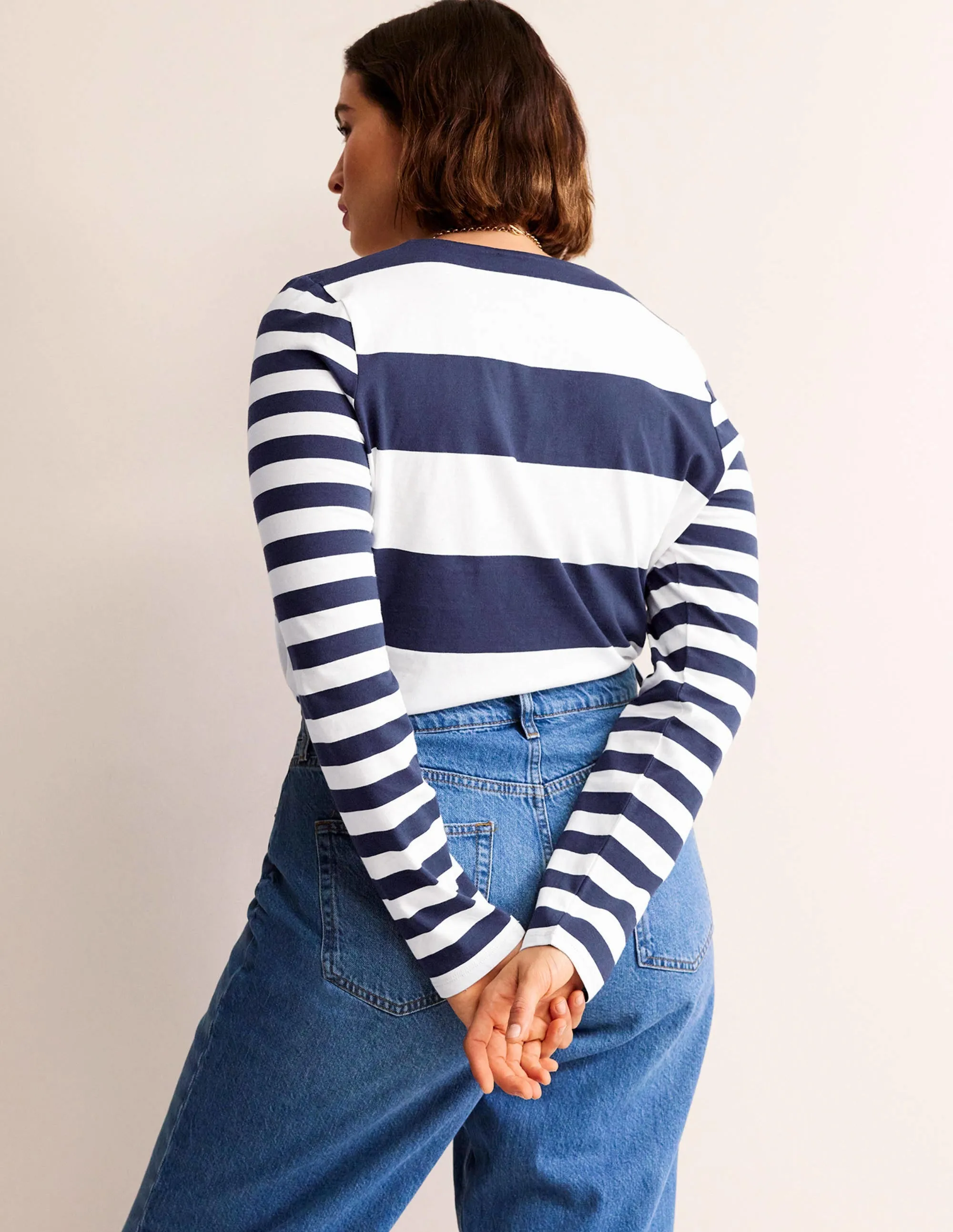 Bea Long Sleeve Breton-French Navy and Ivory