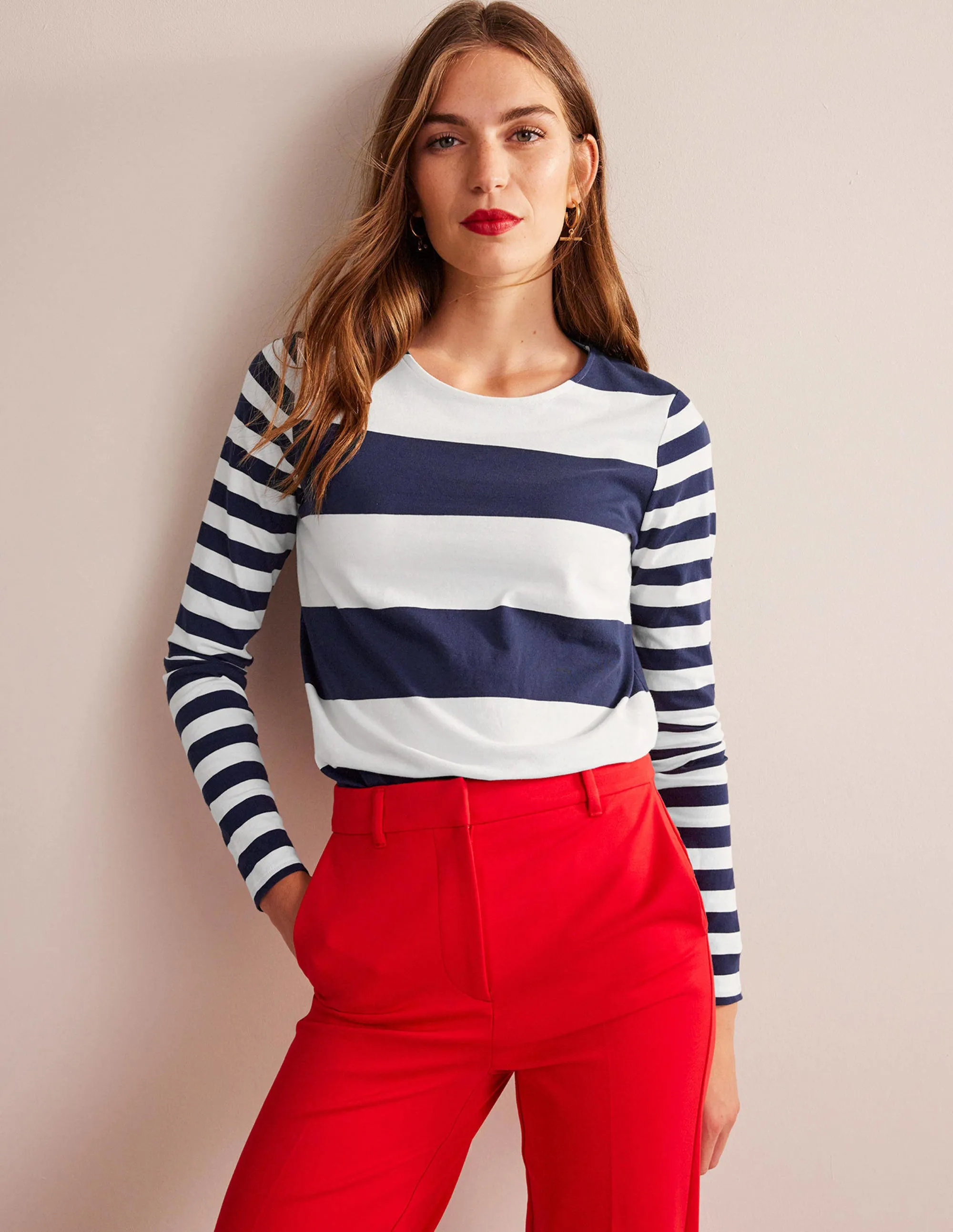 Bea Long Sleeve Breton-French Navy and Ivory