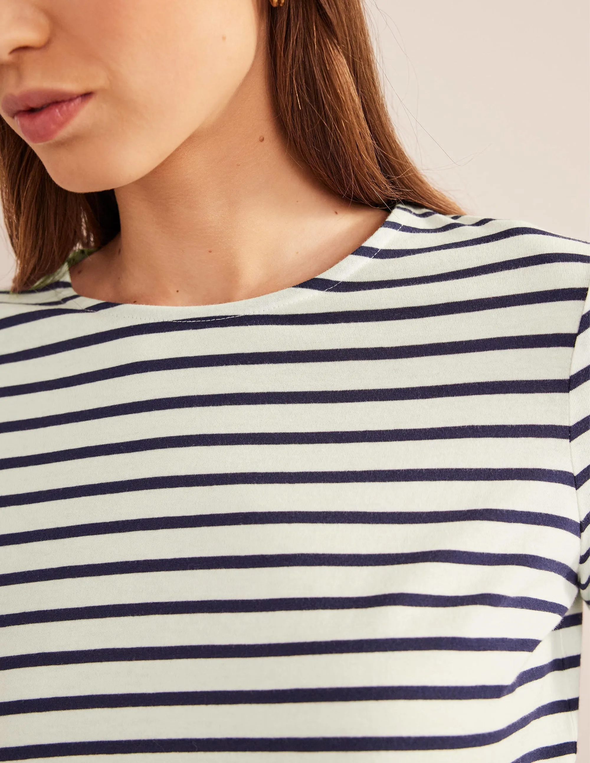 Bea Long Sleeve Breton-Ivory, Navy