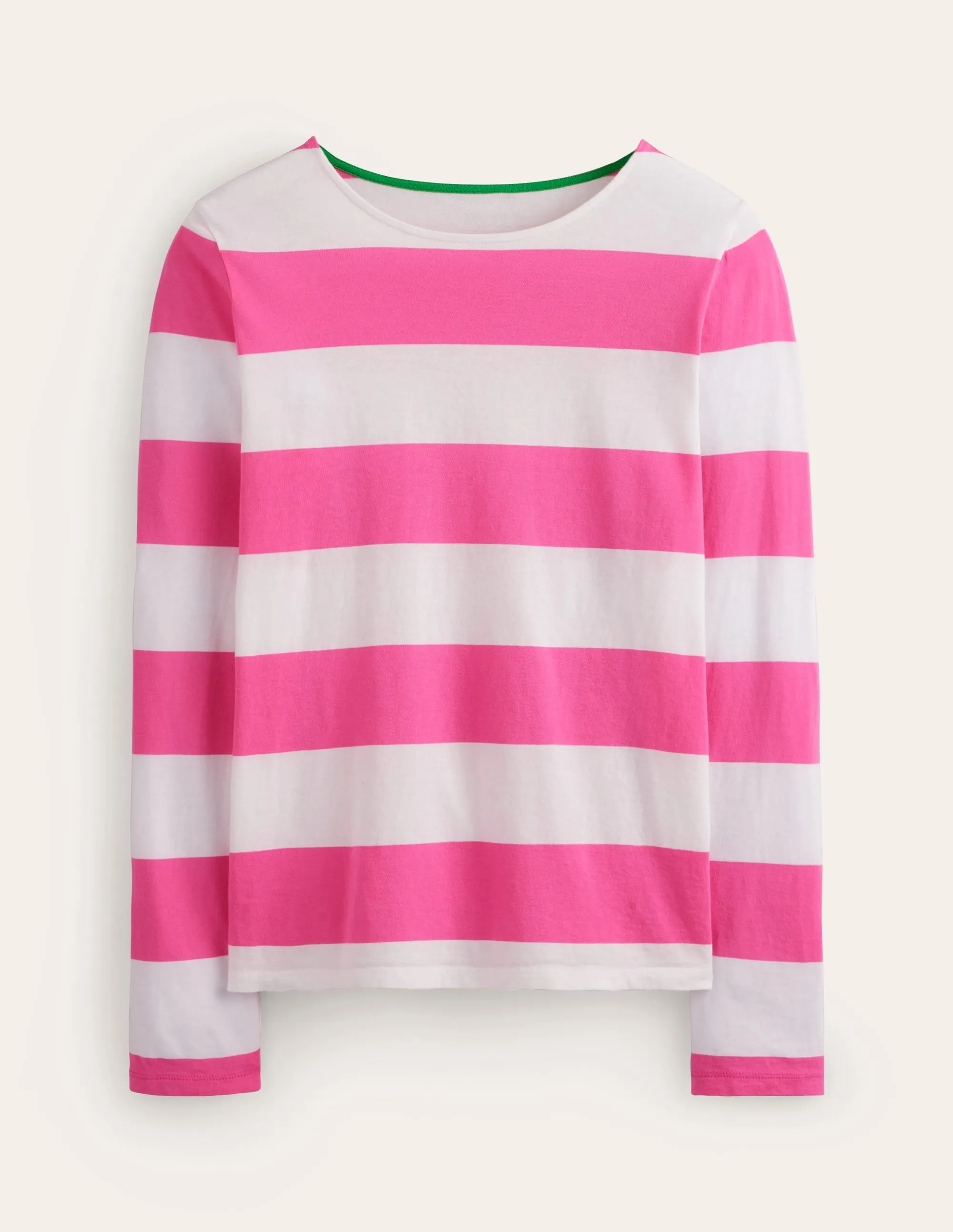 Bea Long Sleeve Breton-Ivory Pink Wide Stripe