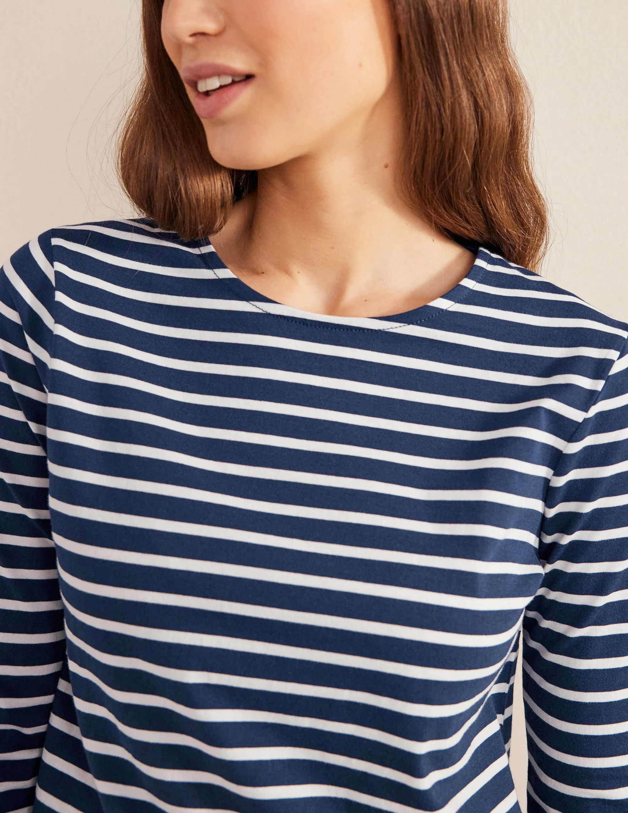 Bea Long Sleeve Breton-Navy, Ivory