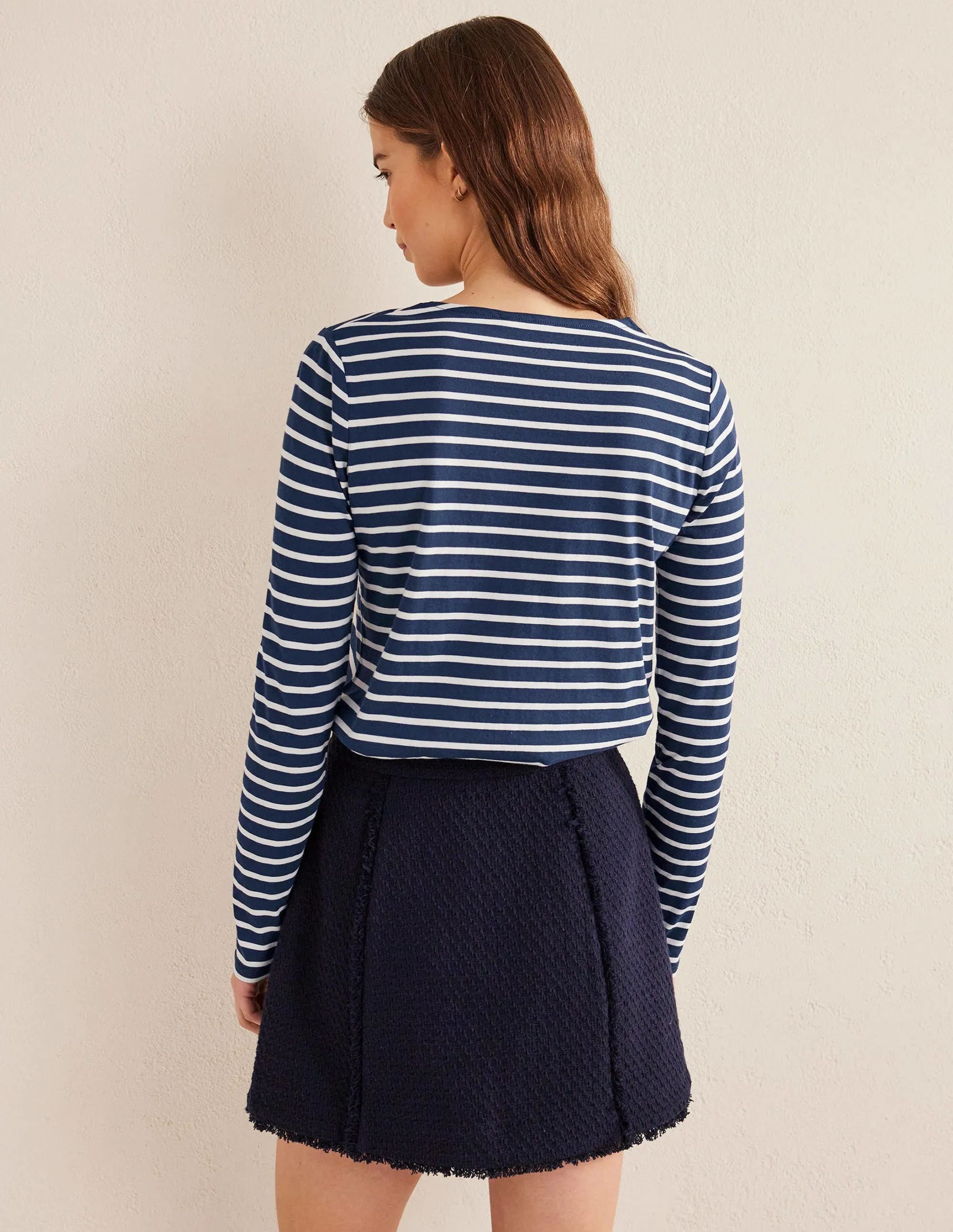 Bea Long Sleeve Breton-Navy, Ivory