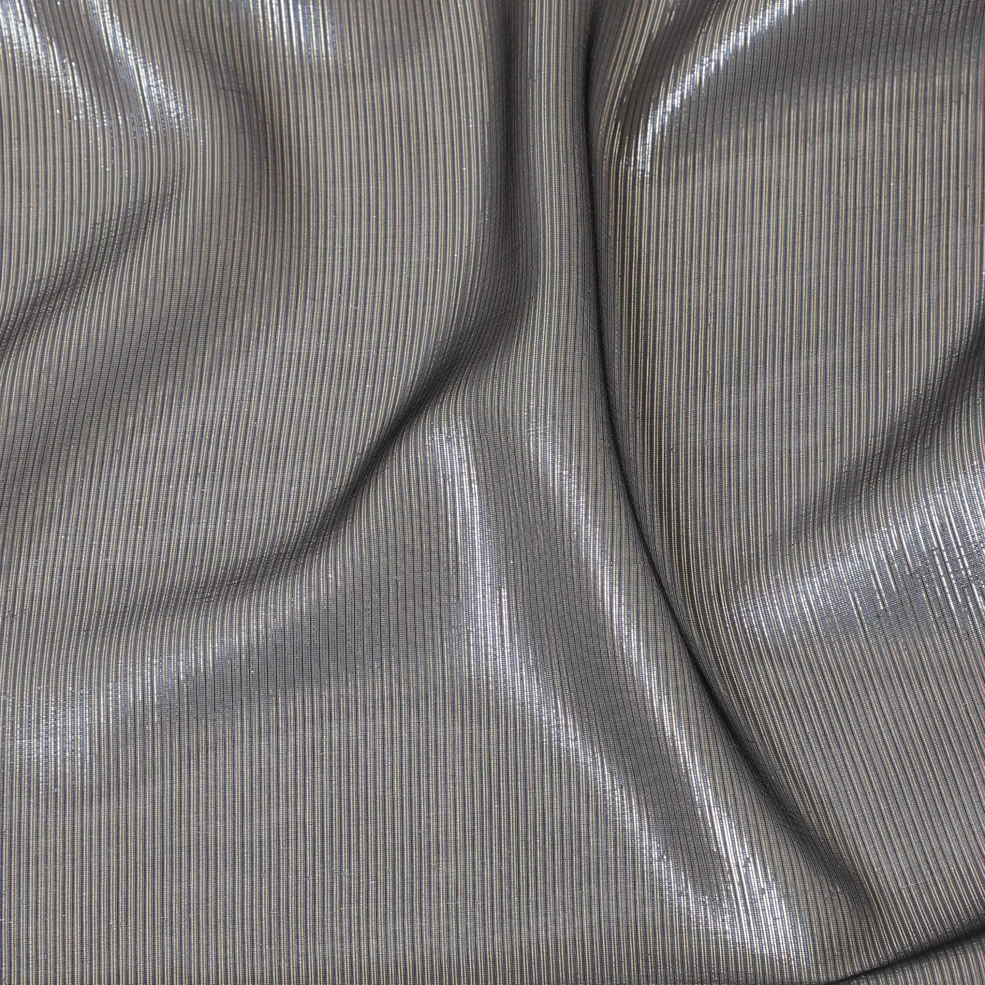 Black plain premium pure French (Fransawi) silk chiffon fabric with same tone metallic lurex-D12710