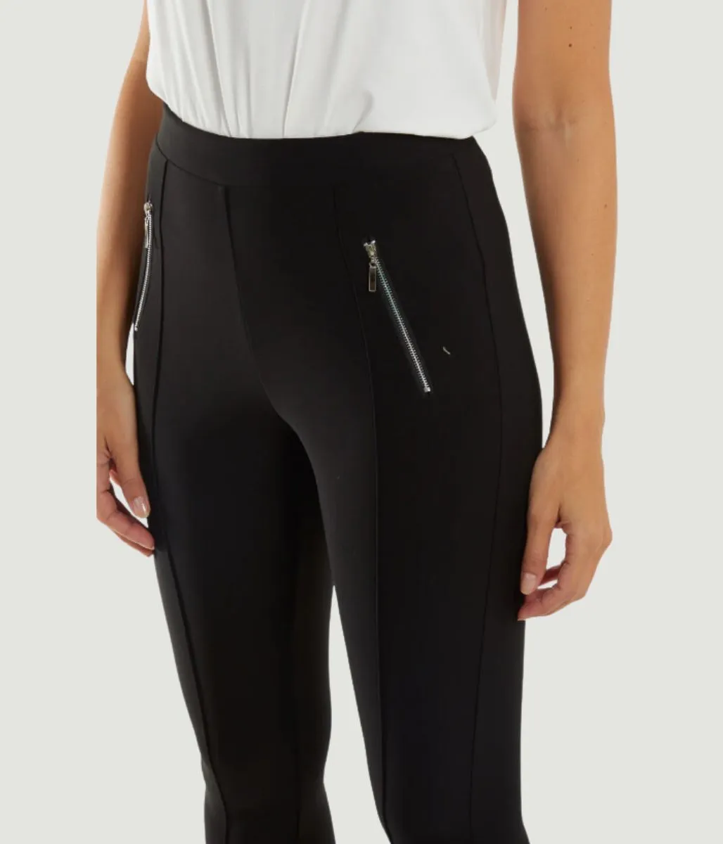 Black Zip Pocket Ponte Trousers