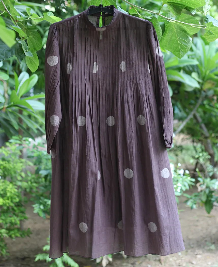 Brown Pleated Dress Set