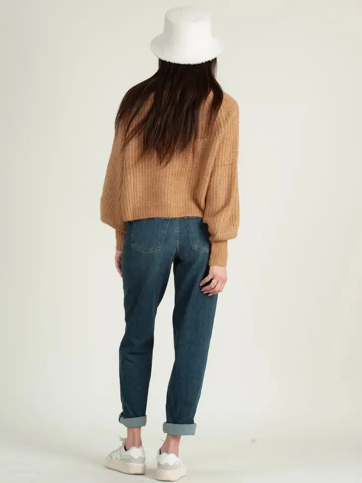 Bubble Sleeve Sweater in Camel