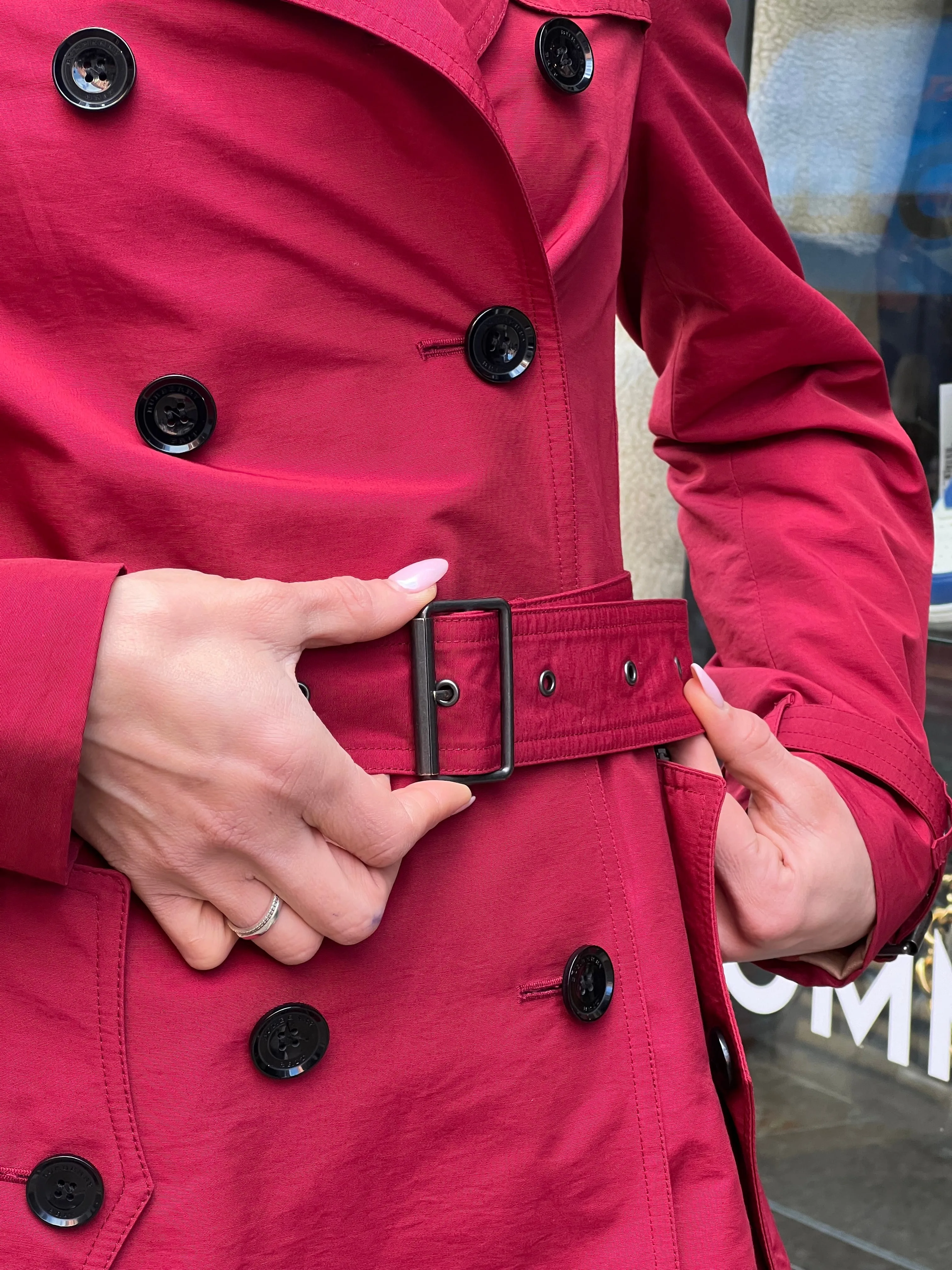 Burberry Red Trench Coat - Size UK 8