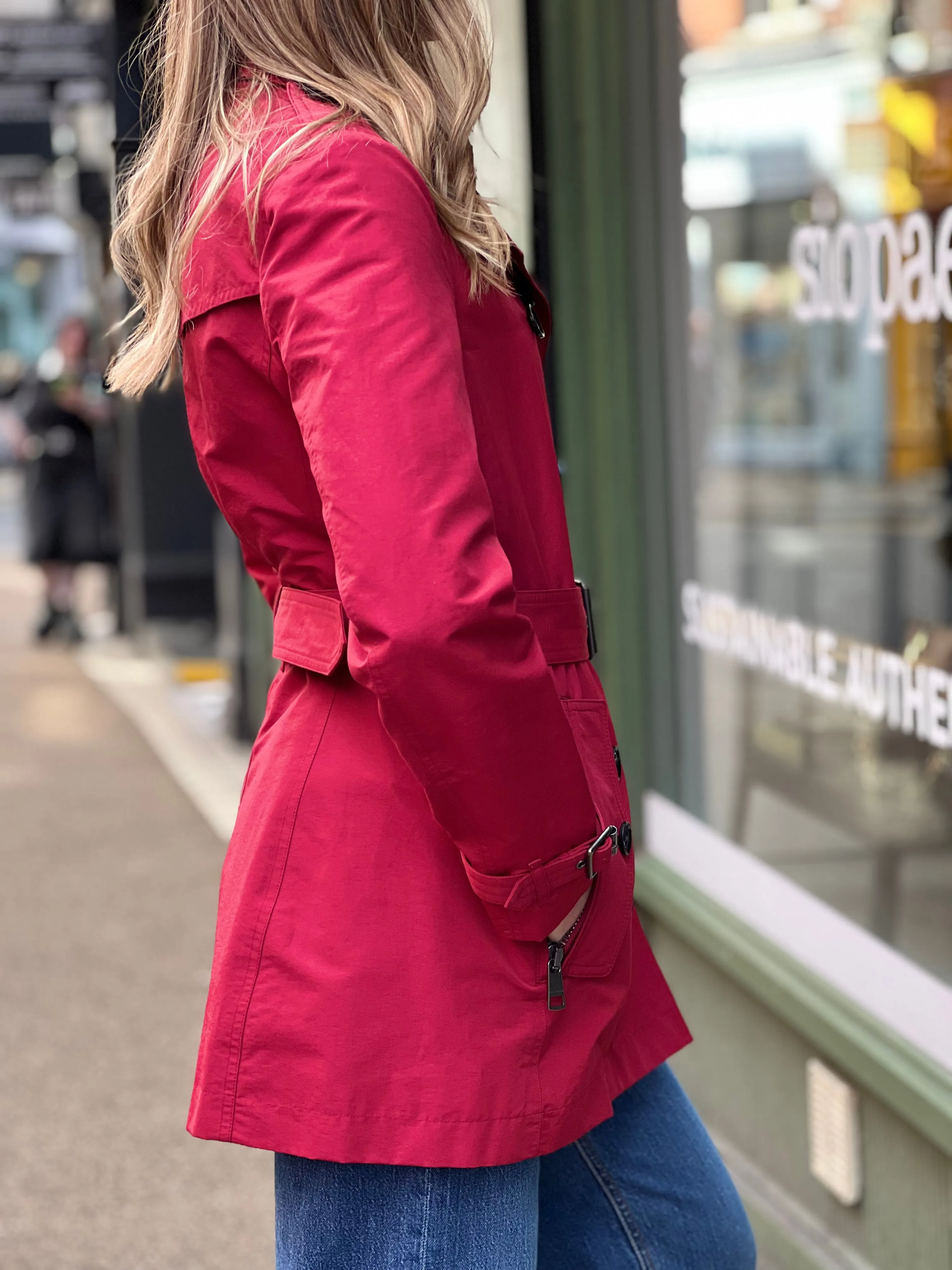 Burberry Red Trench Coat - Size UK 8