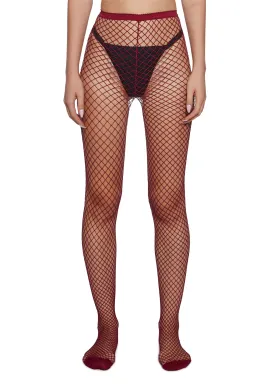 Burgundy Bold Move Fishnet Tights