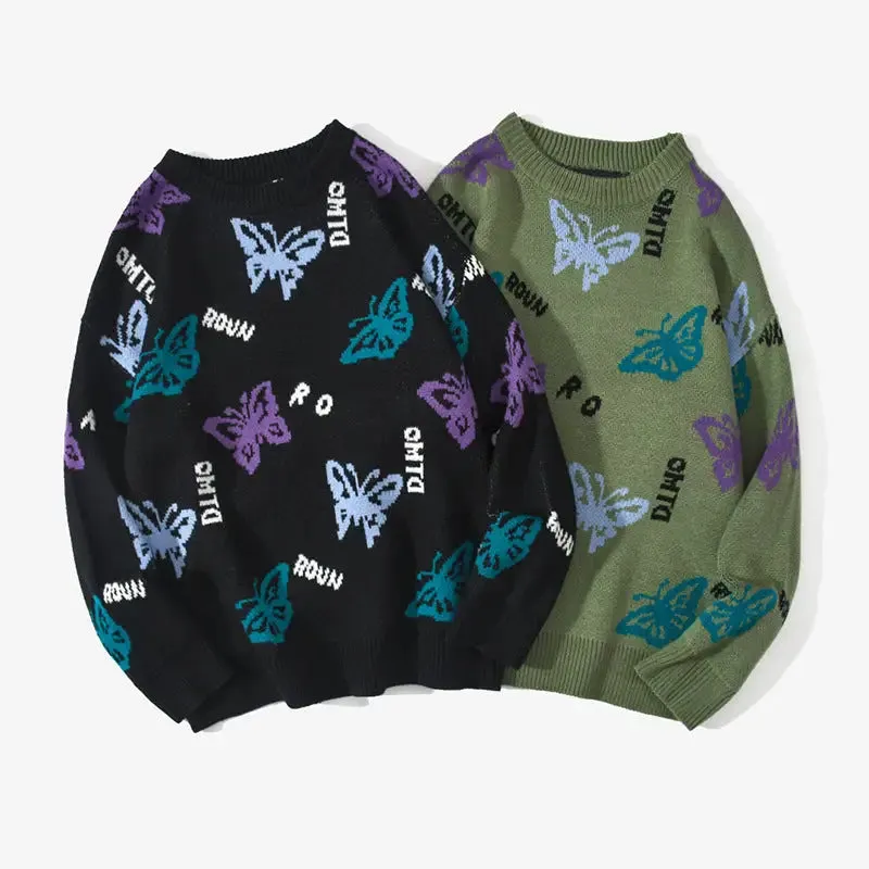 Butterfly Print Knitted Sweater