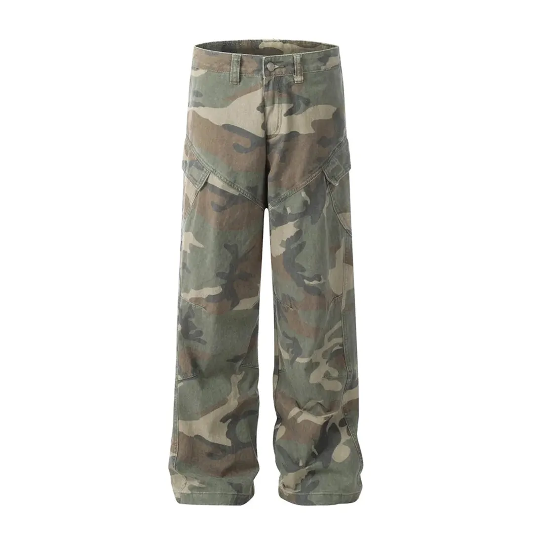 Camouflage Distressed Cargo Trousers