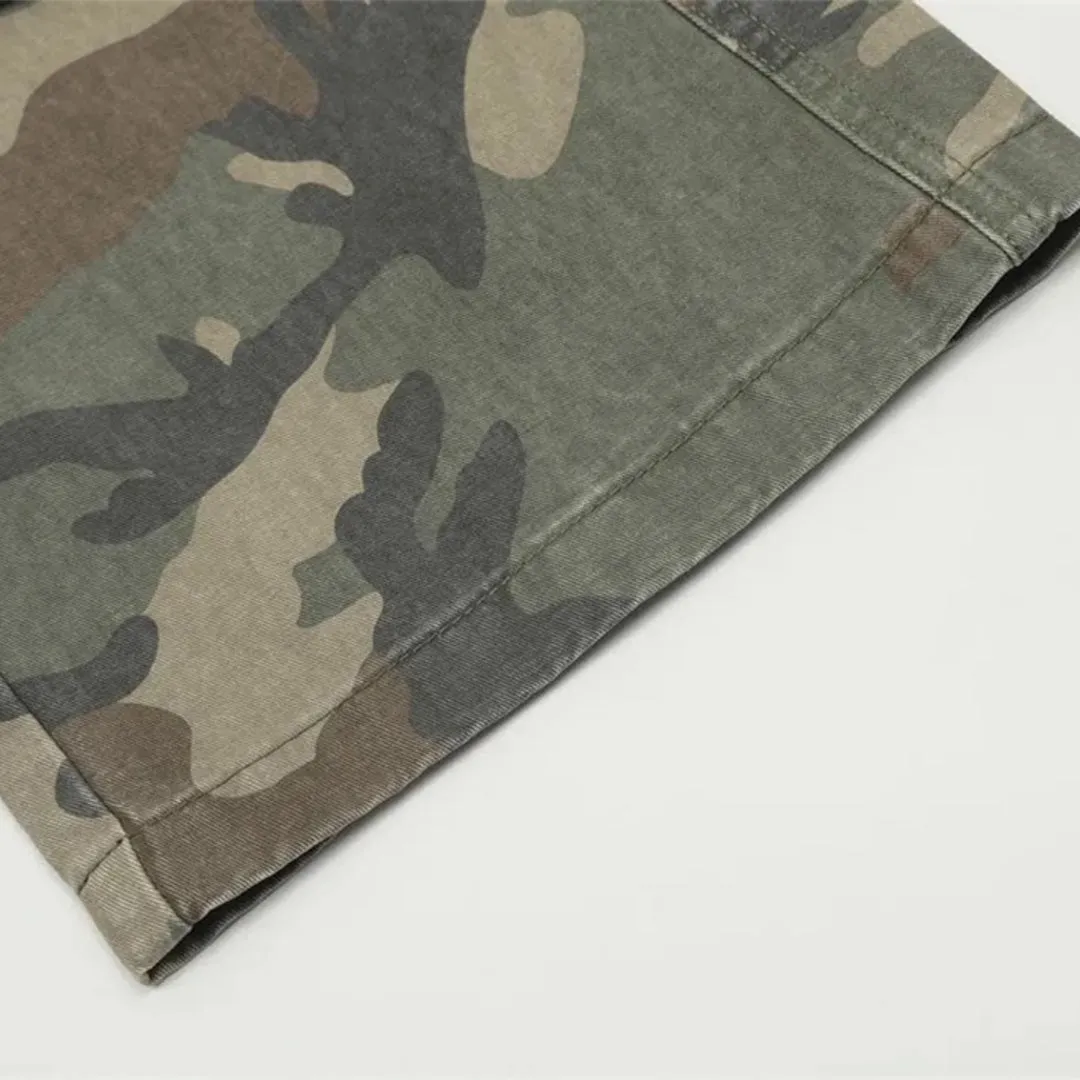 Camouflage Distressed Cargo Trousers