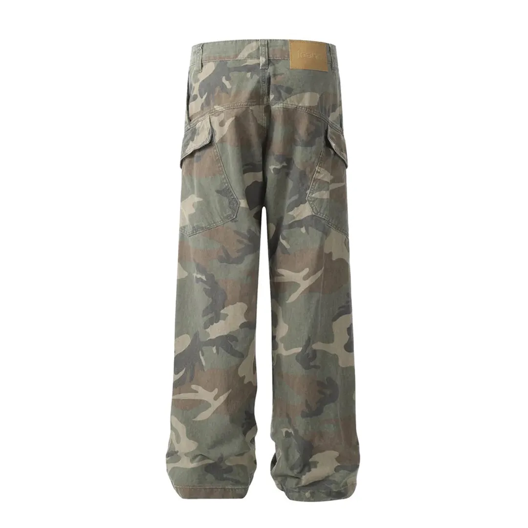 Camouflage Distressed Cargo Trousers