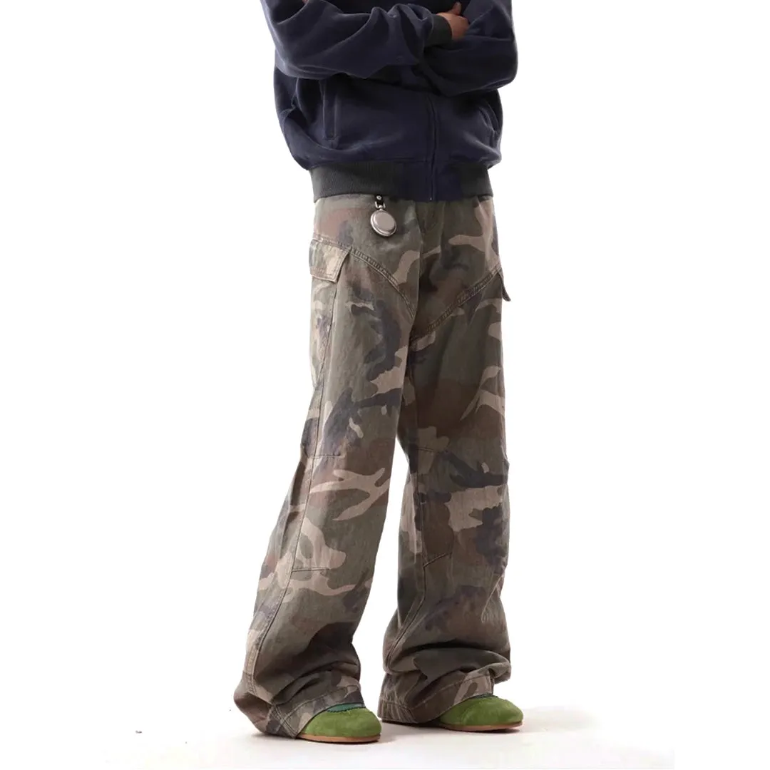 Camouflage Distressed Cargo Trousers