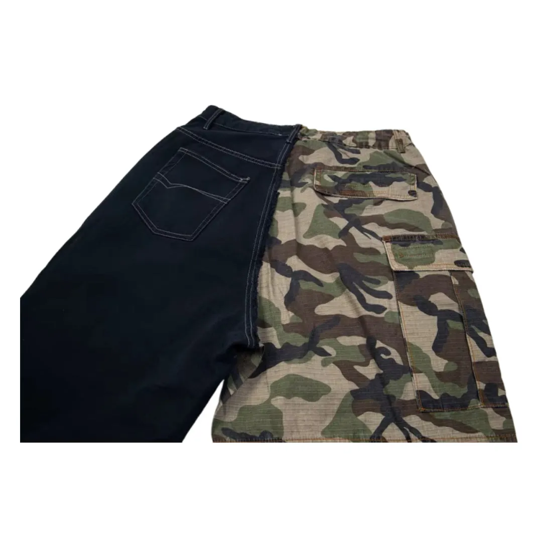 Camouflage Split Cargo Jeans