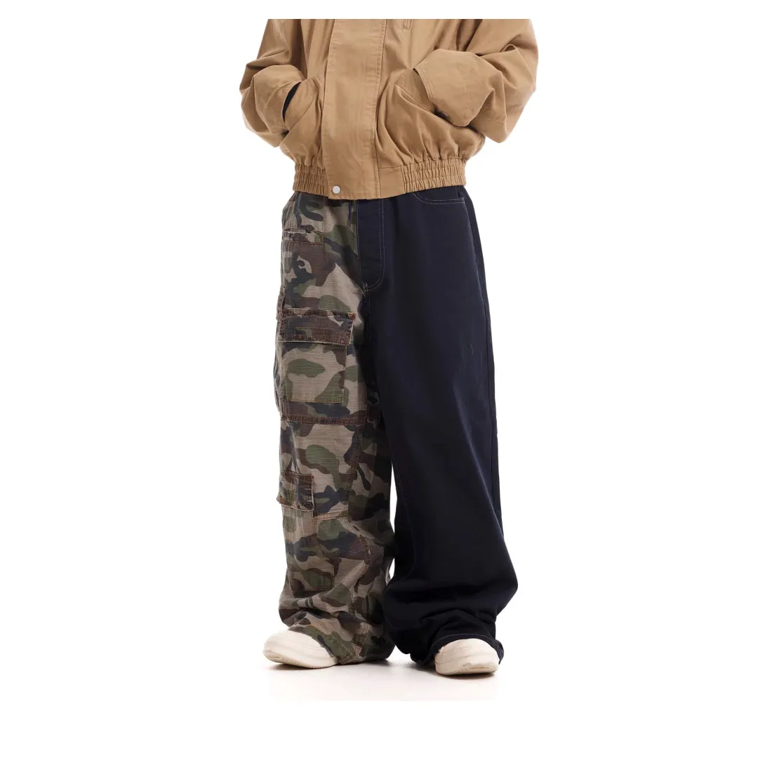 Camouflage Split Cargo Jeans