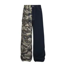 Camouflage Split Cargo Jeans