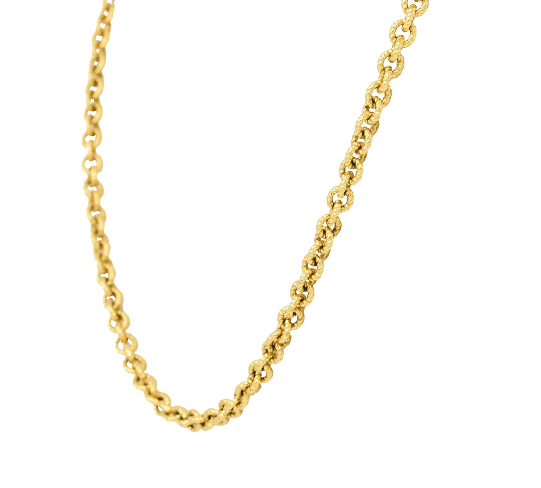 Carrera y Carrera Diamond 18 Karat Yellow Gold Twisted Rope Link Toggle Necklace