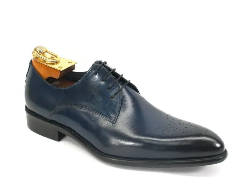 Carrucci Blue Genuine Leather Men's Lace Up Dress Shoes